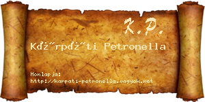 Kárpáti Petronella névjegykártya